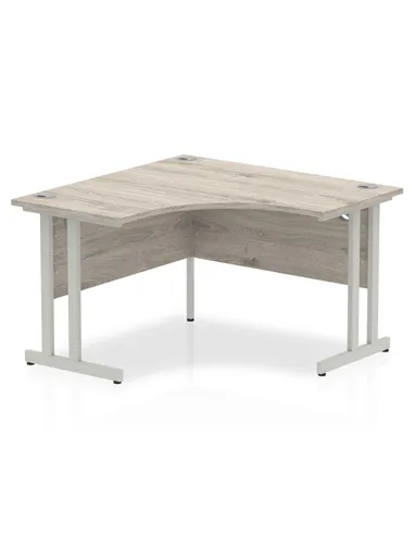 Dynamic Impulse 1200mm Corner Office Desk Grey Oak Top Silver Cantilever Leg I003530
