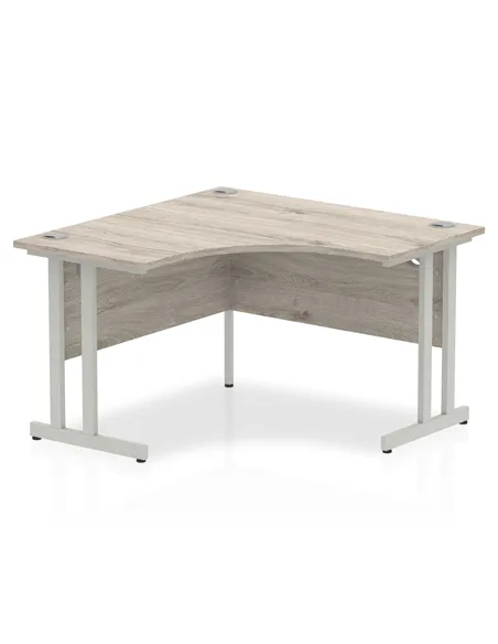 Dynamic Impulse 1200mm Corner Office Desk Grey Oak Top Silver Cantilever Leg I003530