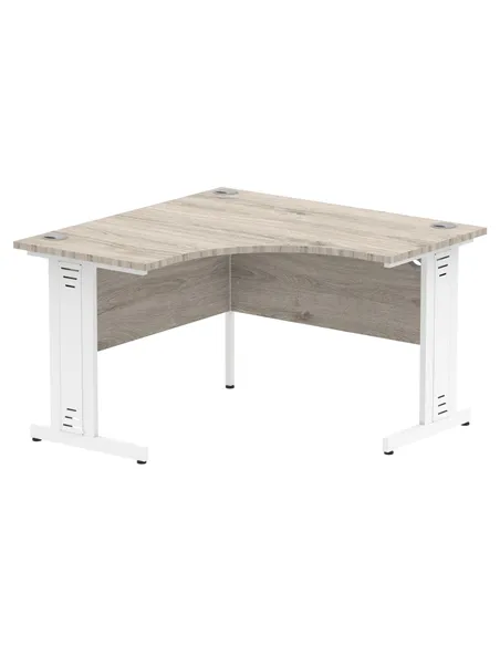 Dynamic Impulse 1200mm Corner Office Desk Grey Oak Top White Cable Managed Leg I003791