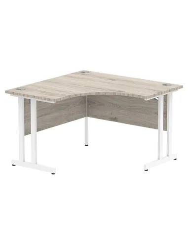 Dynamic Impulse 1200mm Corner Office Desk Grey Oak Top White Cantilever Leg I003792