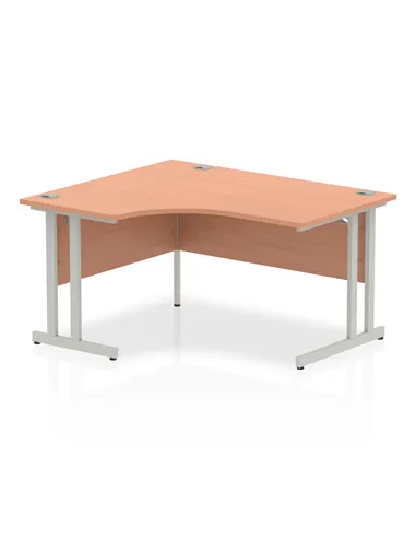 Dynamic Impulse 1400mm Left Crescent Office Desk Beech Top Silver Cantilever Leg I003818