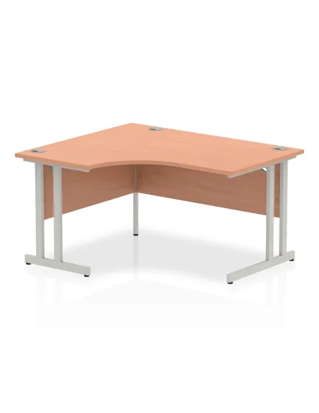 Dynamic Impulse 1400mm Left Crescent Office Desk Beech Top Silver Cantilever Leg I003818