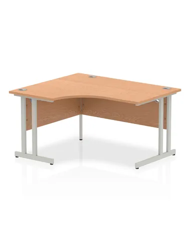 Dynamic Impulse 1400mm Left Crescent Office Desk Oak Top Silver Cantilever Leg I003821