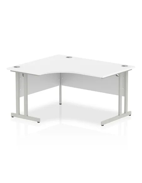 Dynamic Impulse 1400mm Left Crescent Office Desk White Top Silver Cantilever Leg I003822