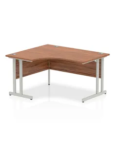 Dynamic Impulse 1400mm Left Crescent Office Desk Walnut Top Silver Cantilever Leg I003823