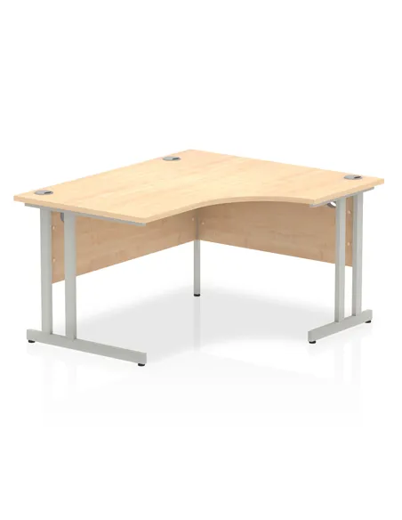 Dynamic Impulse 1400mm Right Crescent Office Desk Maple Top Silver Cantilever Leg I003826