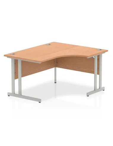 Dynamic Impulse 1400mm Right Crescent Office Desk Oak Top Silver Cantilever Leg I003827