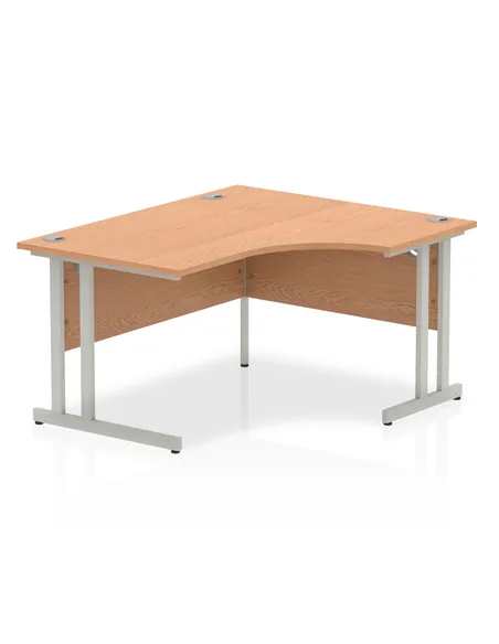 Dynamic Impulse 1400mm Right Crescent Office Desk Oak Top Silver Cantilever Leg I003827