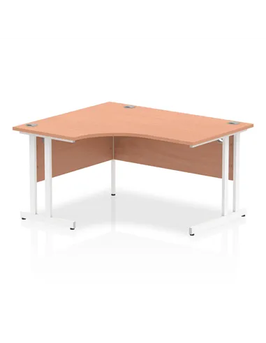 Dynamic Impulse 1400mm Left Crescent Office Desk Beech Top White Cantilever Leg I003830