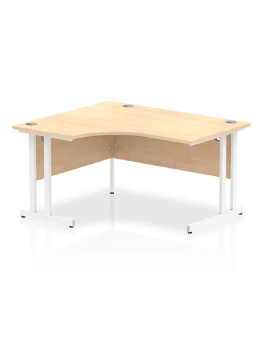 Dynamic Impulse 1400mm Left Crescent Office Desk Maple Top White Cantilever Leg I003832