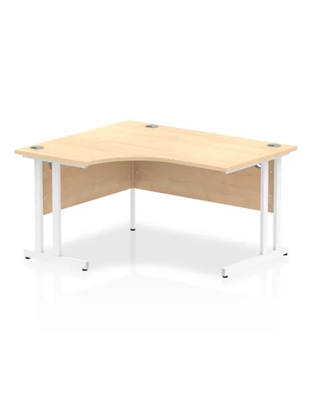 Dynamic Impulse 1400mm Left Crescent Office Desk Maple Top White Cantilever Leg I003832
