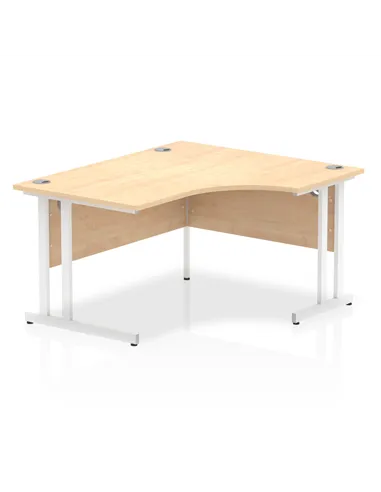 Dynamic Impulse 1400mm Right Crescent Office Desk Maple Top White Cantilever Leg I003838