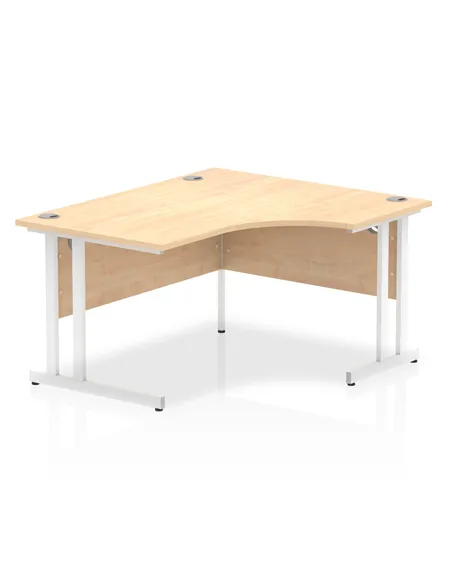 Dynamic Impulse 1400mm Right Crescent Office Desk Maple Top White Cantilever Leg I003838
