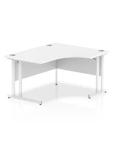 Dynamic Impulse 1400mm Right Crescent Office Desk White Top White Cantilever Leg I003840
