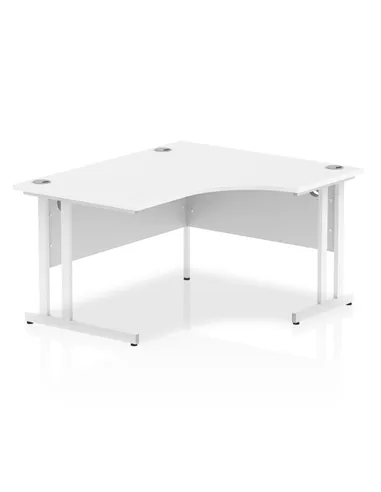 Dynamic Impulse 1400mm Right Crescent Office Desk White Top White Cantilever Leg I003840