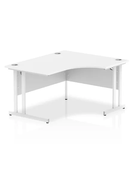 Dynamic Impulse 1400mm Right Crescent Office Desk White Top White Cantilever Leg I003840