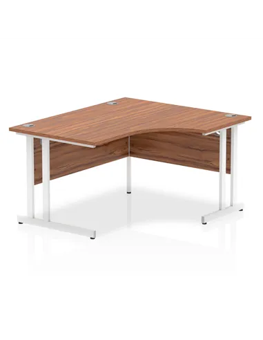 Dynamic Impulse 1400mm Right Crescent Office Desk Walnut Top White Cantilever Leg I003841