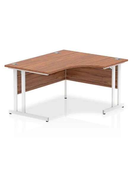 Dynamic Impulse 1400mm Right Crescent Office Desk Walnut Top White Cantilever Leg I003841
