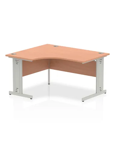 Dynamic Impulse 1400mm Left Crescent Office Desk Beech Top Silver Cable Managed Leg I003842