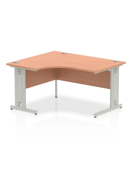 Dynamic Impulse 1400mm Left Crescent Office Desk Beech Top Silver Cable Managed Leg I003842