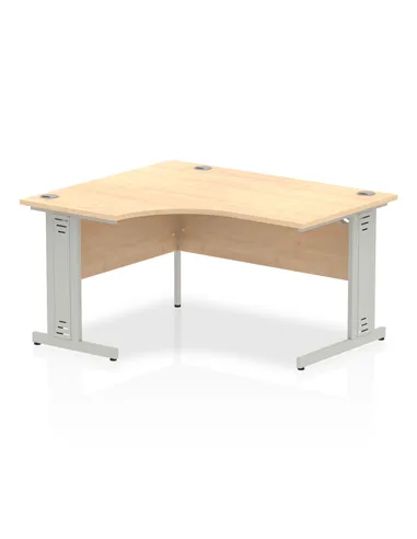 Dynamic Impulse 1400mm Left Crescent Office Desk Maple Top Silver Cable Managed Leg I003844