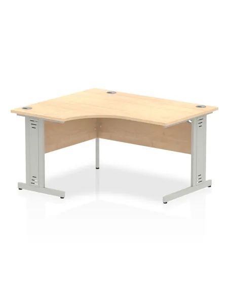 Dynamic Impulse 1400mm Left Crescent Office Desk Maple Top Silver Cable Managed Leg I003844