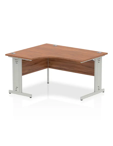 Dynamic Impulse 1400mm Left Crescent Office Desk Walnut Top Silver Cable Managed Leg I003847