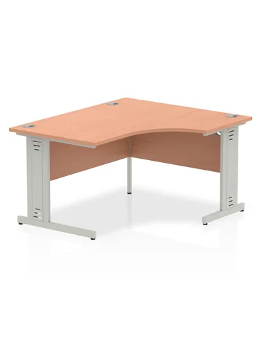 Dynamic Impulse 1400mm Right Crescent Office Desk Beech Top Silver Cable Managed Leg I003848