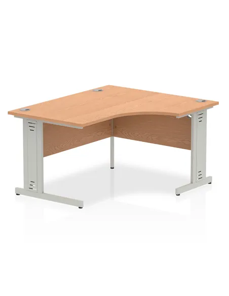 Dynamic Impulse 1400mm Right Crescent Office Desk Oak Top Silver Cable Managed Leg I003851