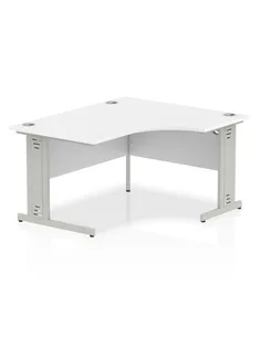 Dynamic Impulse 1400mm Right Crescent Office Desk White Top Silver Cable Managed Leg I003852