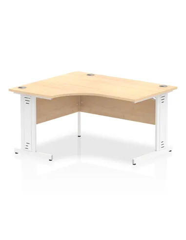 Dynamic Impulse 1400mm Left Crescent Office Desk Maple Top White Cable Managed Leg I003856