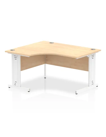 Dynamic Impulse 1400mm Left Crescent Office Desk Maple Top White Cable Managed Leg I003856