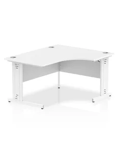Dynamic Impulse 1400mm Right Crescent Office Desk White Top White Cable Managed Leg I003864