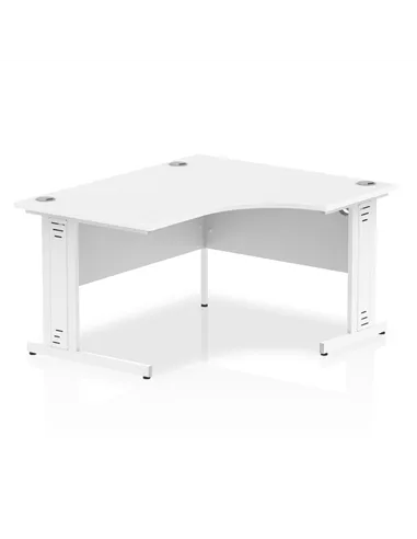 Dynamic Impulse 1400mm Right Crescent Office Desk White Top White Cable Managed Leg I003864