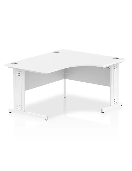 Dynamic Impulse 1400mm Right Crescent Office Desk White Top White Cable Managed Leg I003864