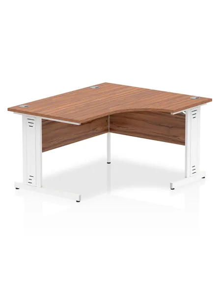 Dynamic Impulse 1400mm Right Crescent Office Desk Walnut Top White Cable Managed Leg I003865