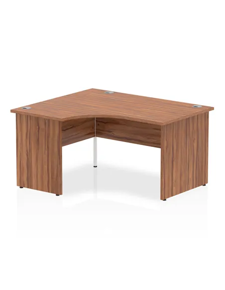 Dynamic Impulse 1400mm Left Crescent Office Desk Walnut Top Panel End Leg I003871