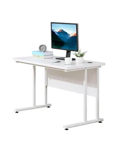 HOMCOM Computer Desk, Home Office Desk, Writing Table, 120x60x75cm Laptop Workstation with 2 Cable Management Holes, C Shaped Me