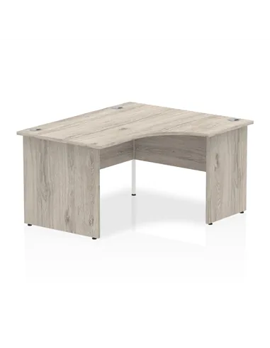 Dynamic Impulse 1400mm Right Crescent Office Desk Grey Oak Top Panel End Leg I003873
