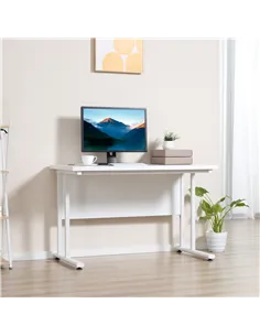 HOMCOM Computer Desk, Home Office Desk, Writing Table, 120x60x75cm Laptop Workstation with 2 Cable Management Holes, C Shaped Me 2