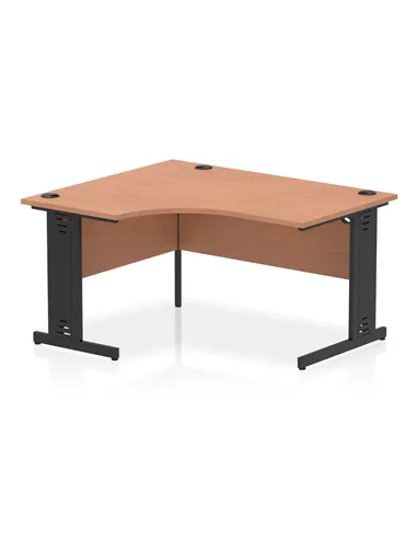 Dynamic Impulse 1400mm Left Crescent Office Desk Beech Top Black Cable Managed Leg I004543