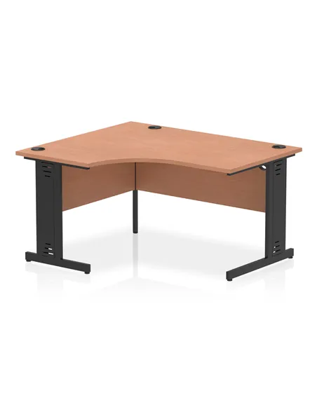 Dynamic Impulse 1400mm Left Crescent Office Desk Beech Top Black Cable Managed Leg I004543