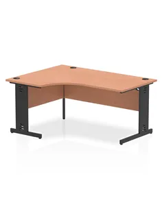 Dynamic Impulse 1600mm Left Crescent Office Desk Beech Top Black Cable Managed Leg I004545