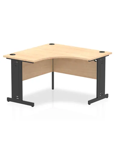 Dynamic Impulse 1200mm Corner Office Desk Maple Top Black Cable Managed Leg I004549