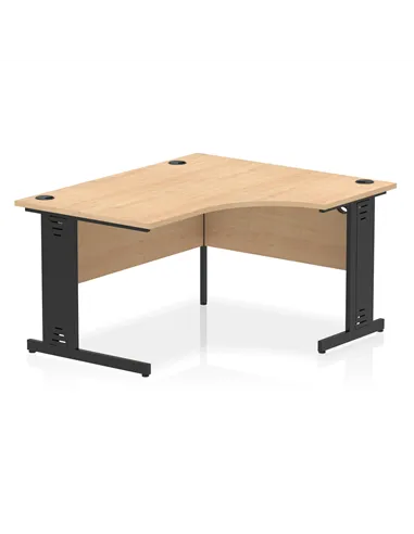 Dynamic Impulse 1400mm Right Crescent Office Desk Maple Top Black Cable Managed Leg I004551