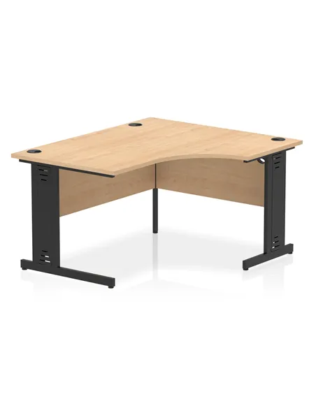 Dynamic Impulse 1400mm Right Crescent Office Desk Maple Top Black Cable Managed Leg I004551