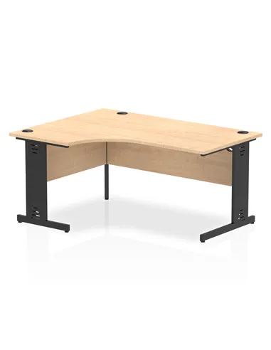Dynamic Impulse 1600mm Left Crescent Office Desk Maple Top Black Cable Managed Leg I004552