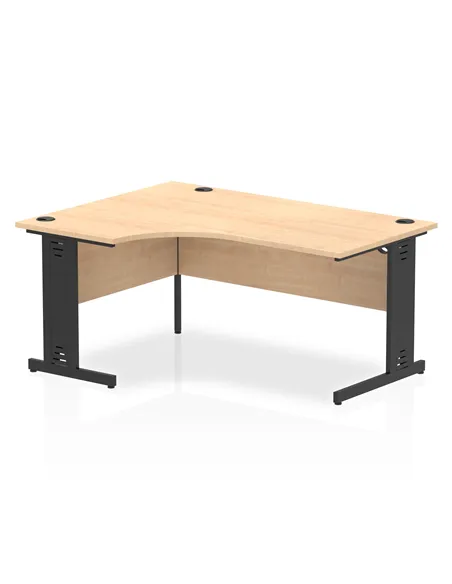 Dynamic Impulse 1600mm Left Crescent Office Desk Maple Top Black Cable Managed Leg I004552