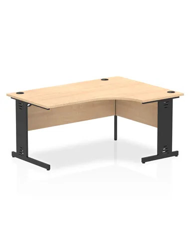 Dynamic Impulse 1600mm Right Crescent Office Desk Maple Top Black Cable Managed Leg I004553