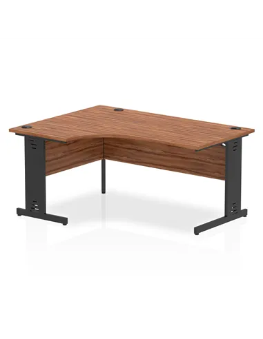 Dynamic Impulse 1600mm Left Crescent Office Desk Walnut Top Black Cable Managed Leg I004559